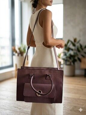 Justfab Women's Mauve Pink Pebbled Faux Leather Large Satchel Tote Handbag